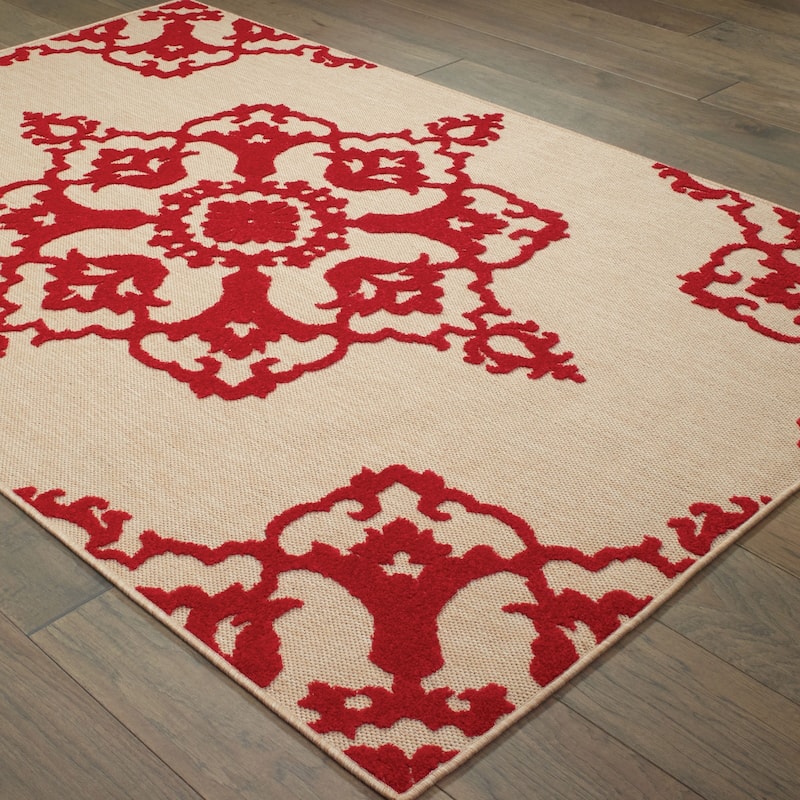 Style Haven Cara Mixed Pile Intricate Medallion Indoor/ Outdoor Area Rug