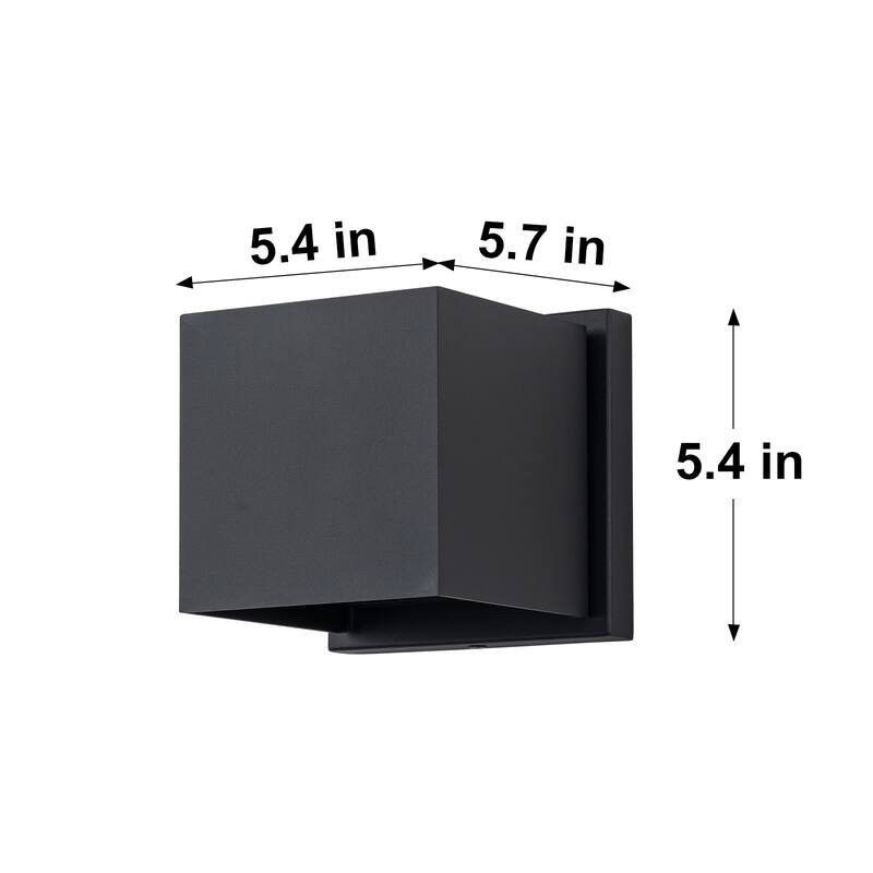 Modern Square 2-Light Wall Sconce Outdoor LED Wall Light - 5.4-in H x 5.4-in W x 5.7-in D