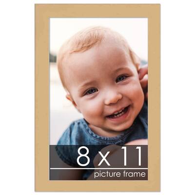8x11 Traditional Natural Wood Picture Frame - UV Acrylic, Foam Board Backing, & Hanging Hardware Included!