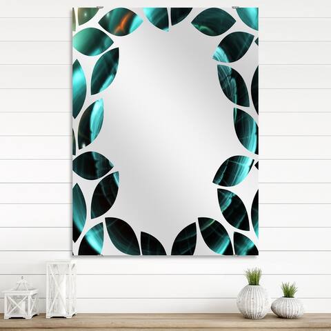 Designart 'Fractal Flower Clear Turquoise Digital Art' Floral Printed Wall Mirror