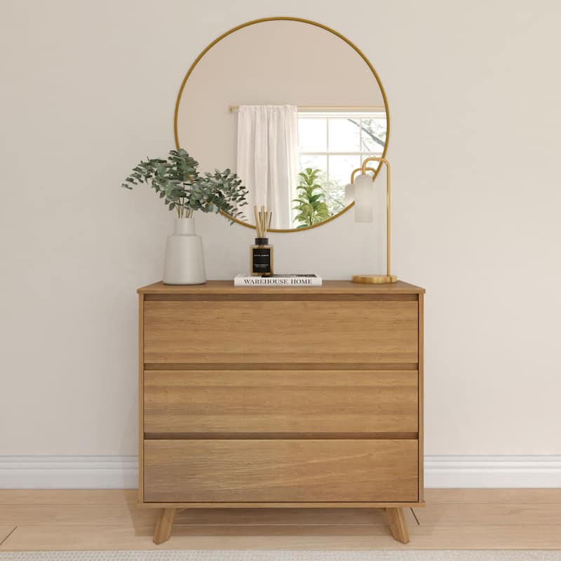 Plank and Beam Scandinavian 3-Drawer Dresser - Pecan