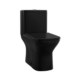 Carre Matte Black Dual Flush Square Toilet 0.8/1.28 gpf - Bed Bath ...