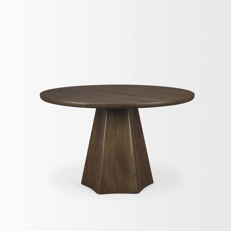 Jovani Solid Brown Mango Wood Round Dining Table