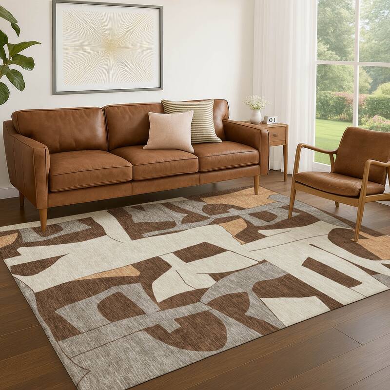 Machine Washable Indoor/ Outdoor Modern Crestone Chantille Rug