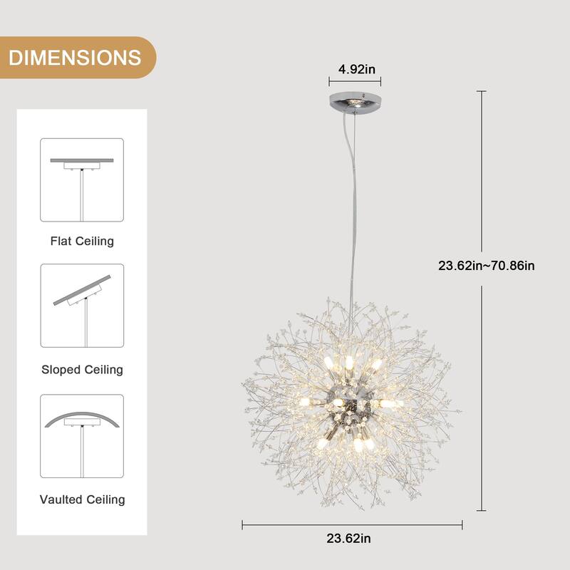 12-Light Linear Foyer Chandelier Lighting with Blowball Accent for Dining Room Kitchen Island