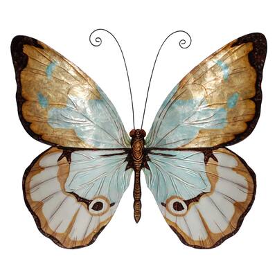 Eangee Butterfly Wall Decor Copper With Aqua Large