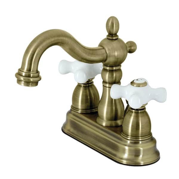 slide 2 of 21, Kingston Brass Heritage 1.2 GPM Deck Mounted Centerset Bathroom Faucet Antique Brass