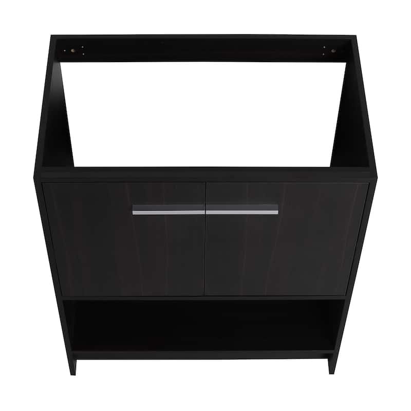 GDFStudio - Lisbon Modern Minimalist Freestanding Bathroom Vanity Cabinet with Soft Close Doors, Open Shelf, Sink NOT INCLUDED
