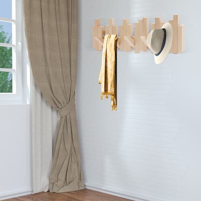Wooden Wall Mounted Coat Rack with Hooks