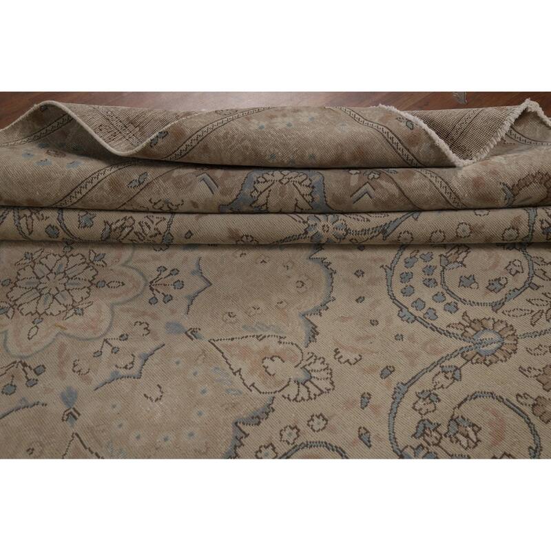 Traditional Floral Tabriz Persian Rug Hand-Knotted Wool Carpet - 9'4"x 13'1"