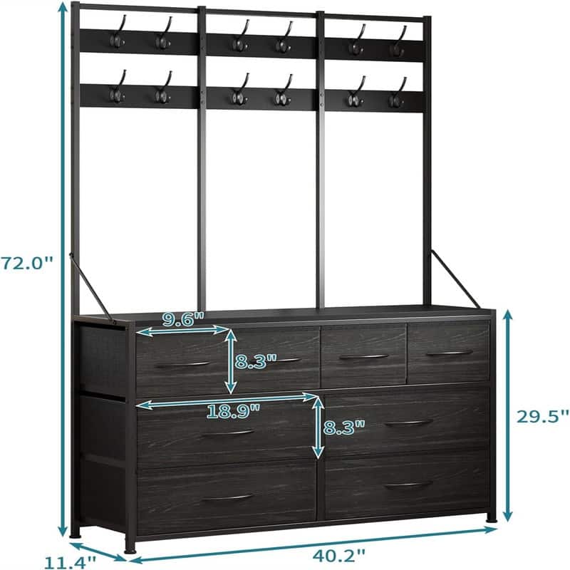 8 Drawer Dresser - 11.4"D x 40.2"W x 72"H