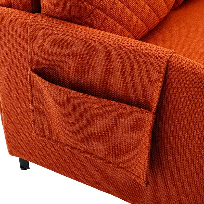 Modern Velvet Loveseat Couch with Pull Out Bed