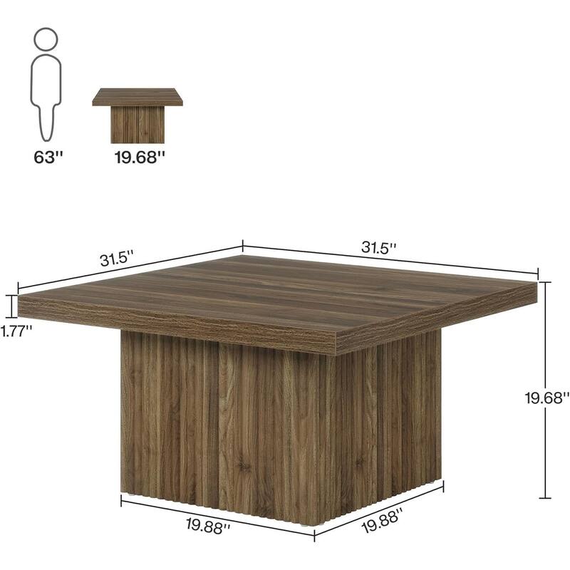 31.5" Square Coffee Table, Brown