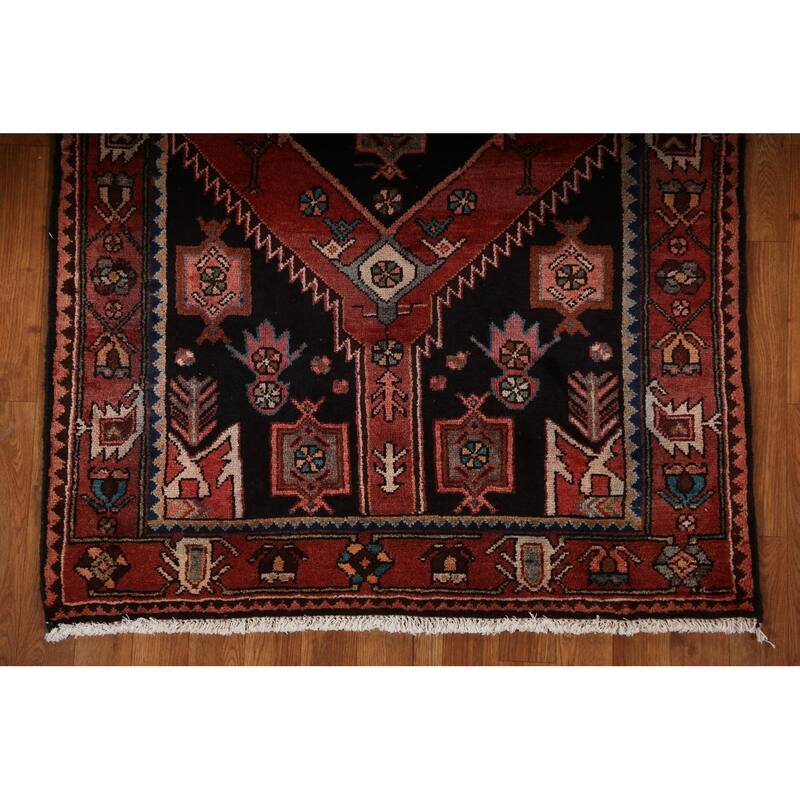 Tribal Geometric Hamedan Persian Runner Rug Wool Hand-knotted Carpet - 3'6" x 9'7"