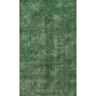 Over-Dyed Anatolian Distressed Turkish Vintage Wool Carpet - 3'11"x 6'8"