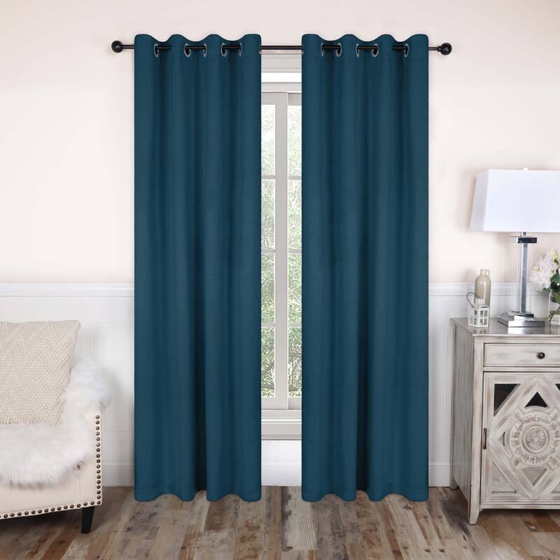 Superior Solid Machine Washable Room Darkening Grommet Blackout Curtains, Set of 2 - 52" x 96" - Marine Blue