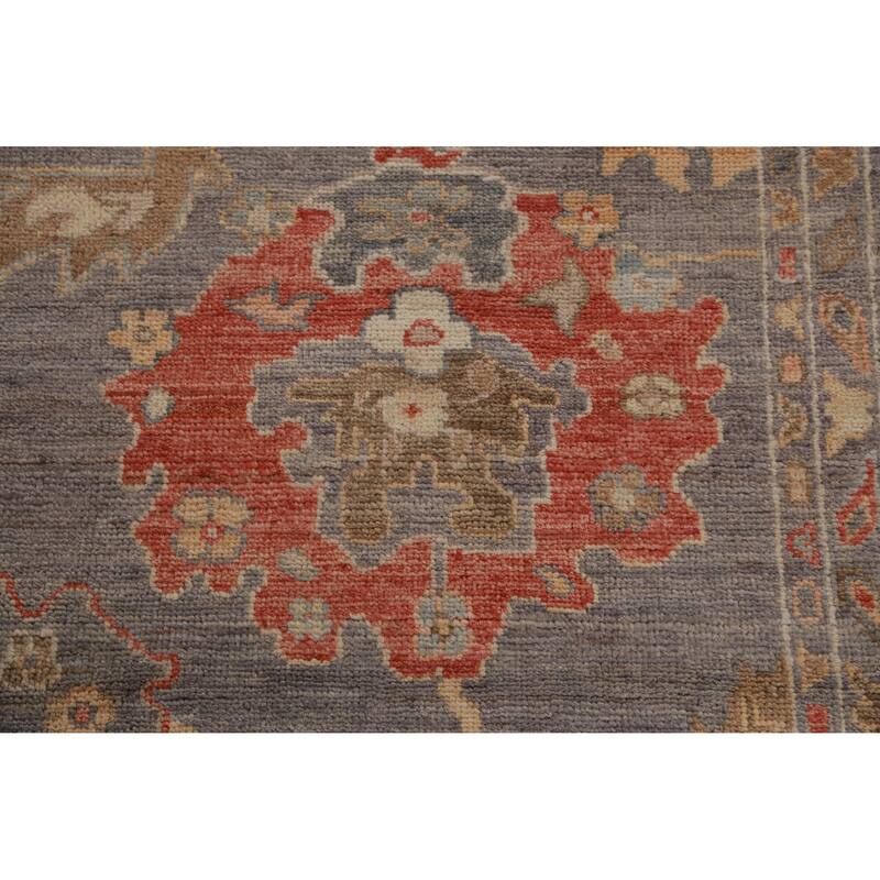 Hand Knotted Oriental 100% Wool Carpet Transitional All-Over Greys & Charcoal Oushak Area Rug - 9' 8'' X 8' 3''
