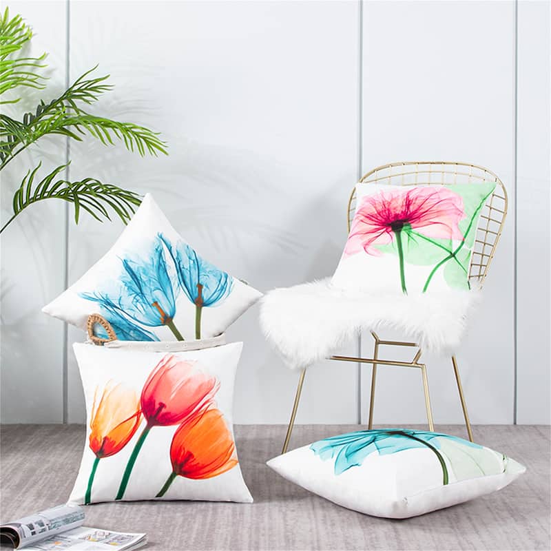 Topfinel Floral Design Square Pillow Cover (Set of 4)