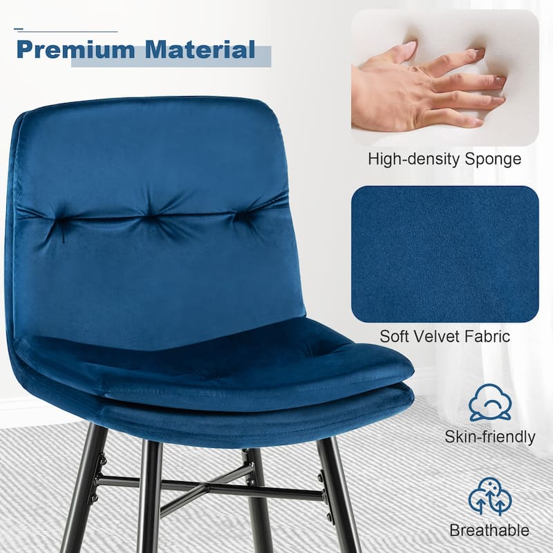 Costway Set of 2 Velvet Bar Stools Bar Height Kitchen Dining Chairs - See Details