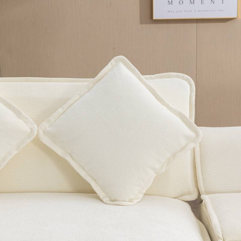 111" Chenille Upholstered Sectional Sofa with 2 Ottomans and 2 USB Ports, 2 Cup Holders
