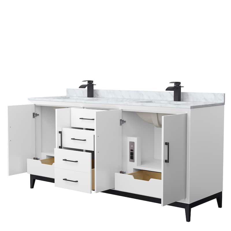 Amici Double Bathroom Vanity Set, Carrara Marble Top
