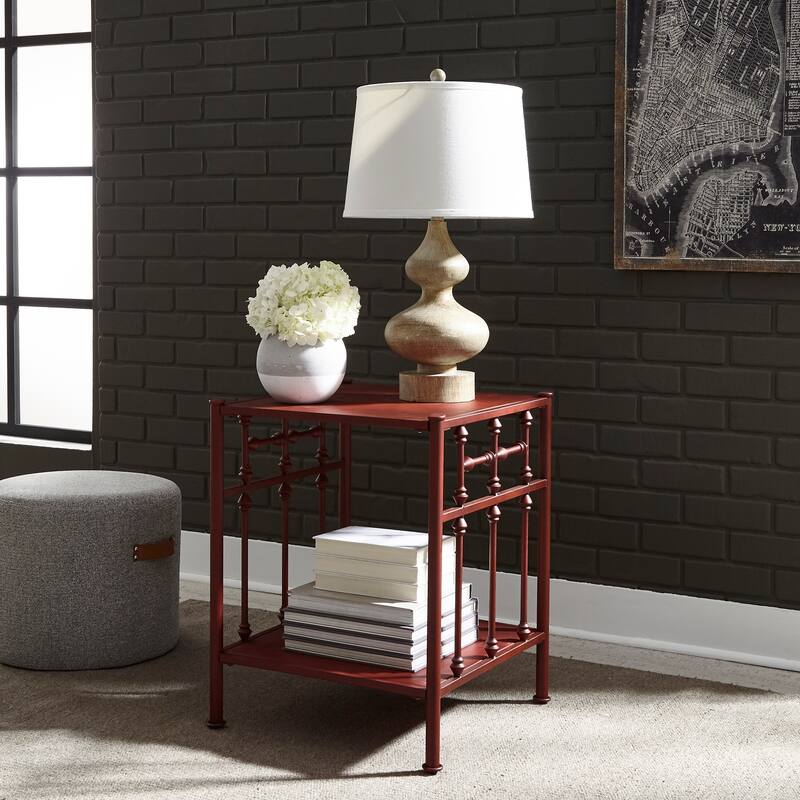 Vintage Series Distressed Metal Open Nightstand - Black