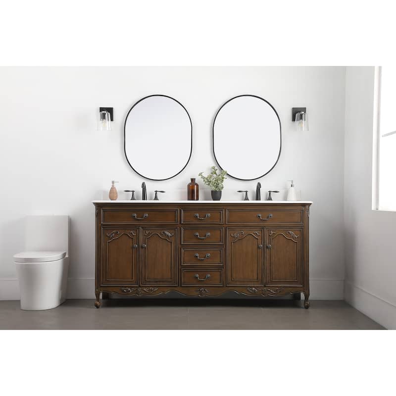 72" Double Bathroom Vanity - Dark Oak