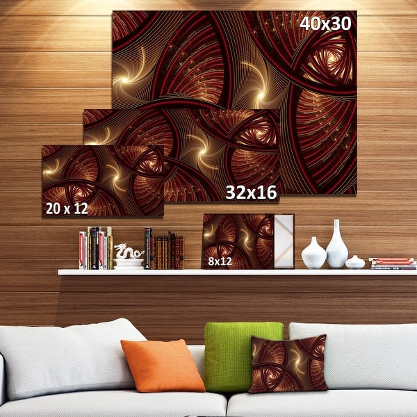 Designart "Brown Symmetrical Fractal Pattern" Floral Canvas Wall Art - Brown