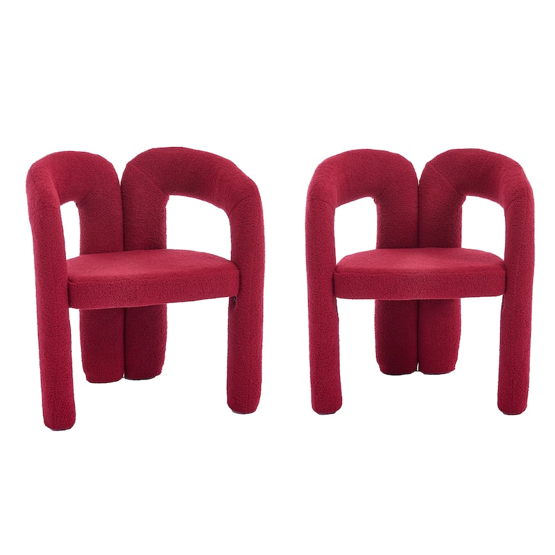 HOMEFUN Teddy Fabric Upholstered Wood Frame Contemporary Designed Dining Side Chair（set of 2）