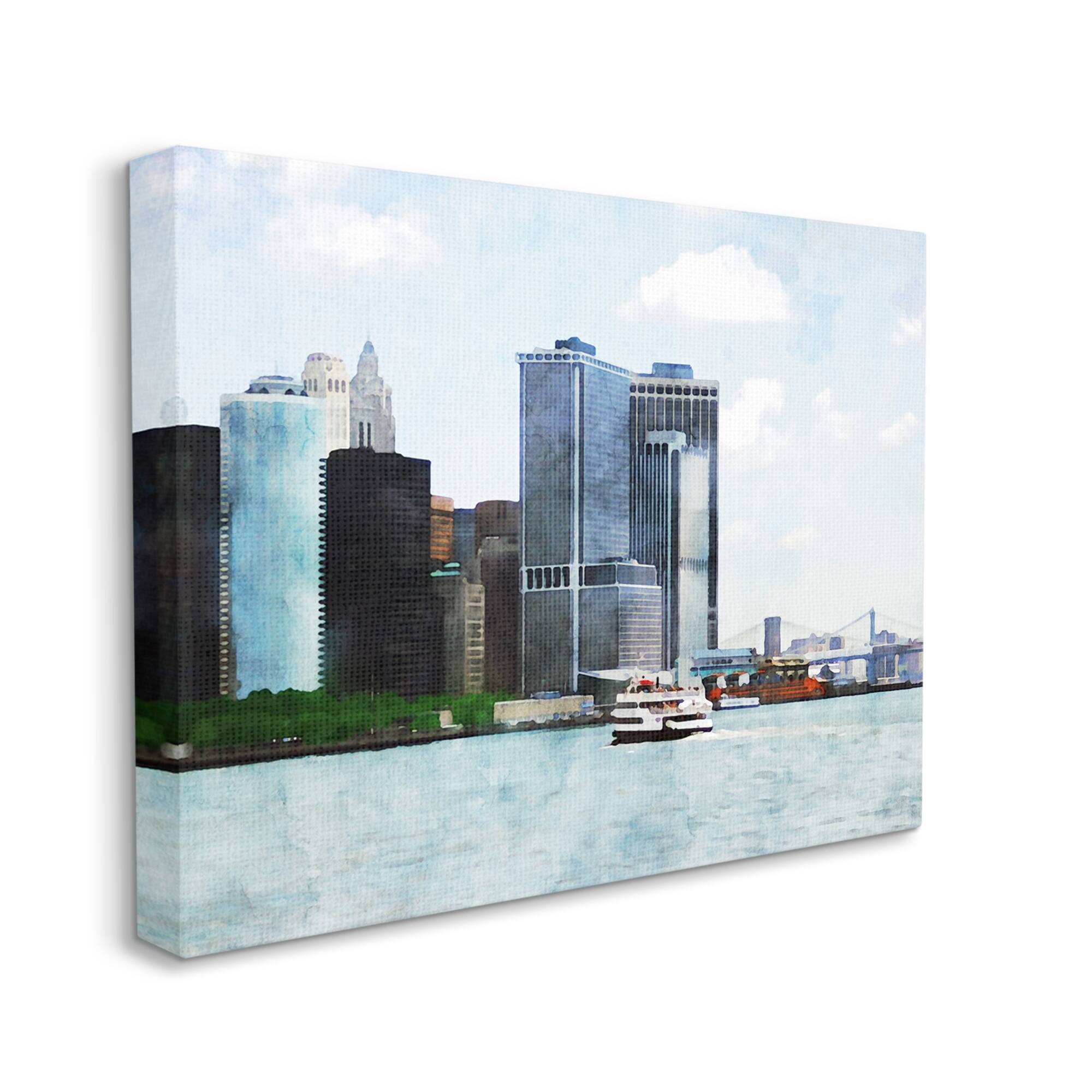 Stupell Industries New York Harbor Cityscape Canvas Wall Art by Jeff