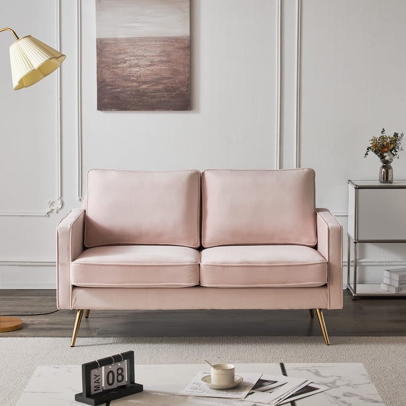 VINGLI 56" Modern Loveseat - Pink Velvet