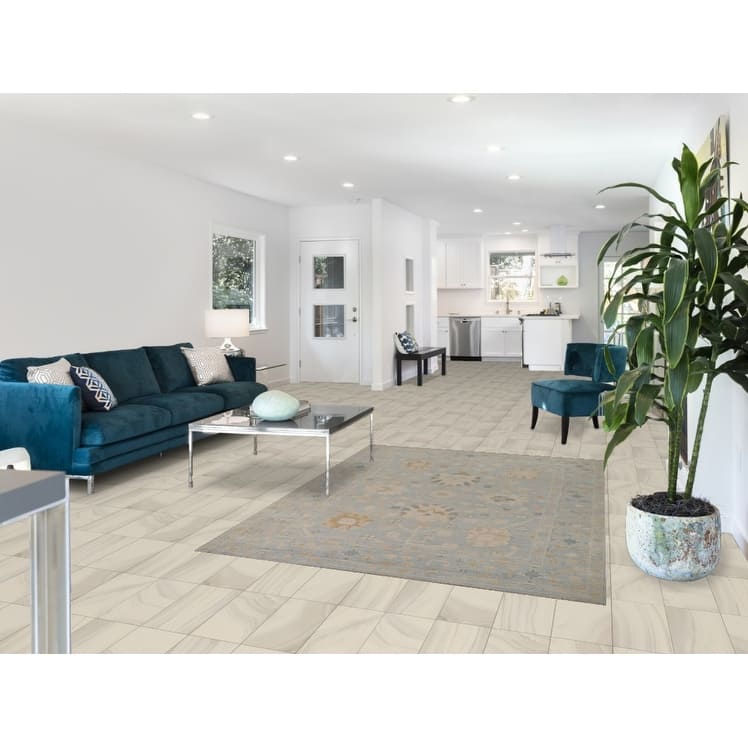 Vegetable Dye Oushak Turkish Rug Hand-Knotted Blue Wool Carpet - 4'11"x 6'11"