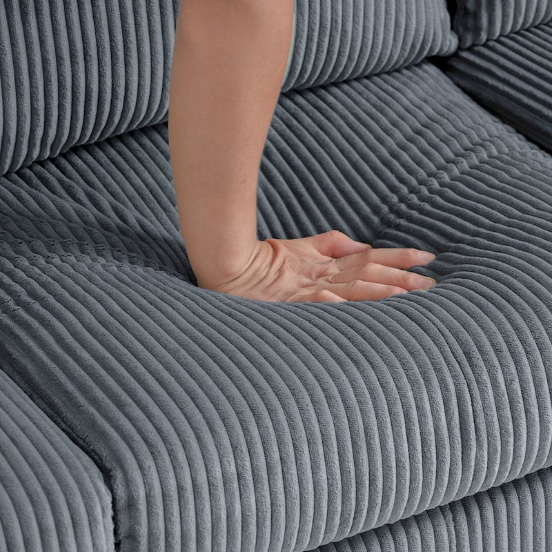 4 Seat Velvet L-Shaped Sofa with Chaise and Padded Corduroy Multi-functional Modern Sectional Couch - 88.18 in.L x 31.5 in.H