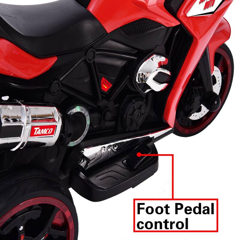 Kids Electric Motorcycle with LED Lighting Wheels, MP3 Music, and Wireless Phone Connection - Ages 3-5