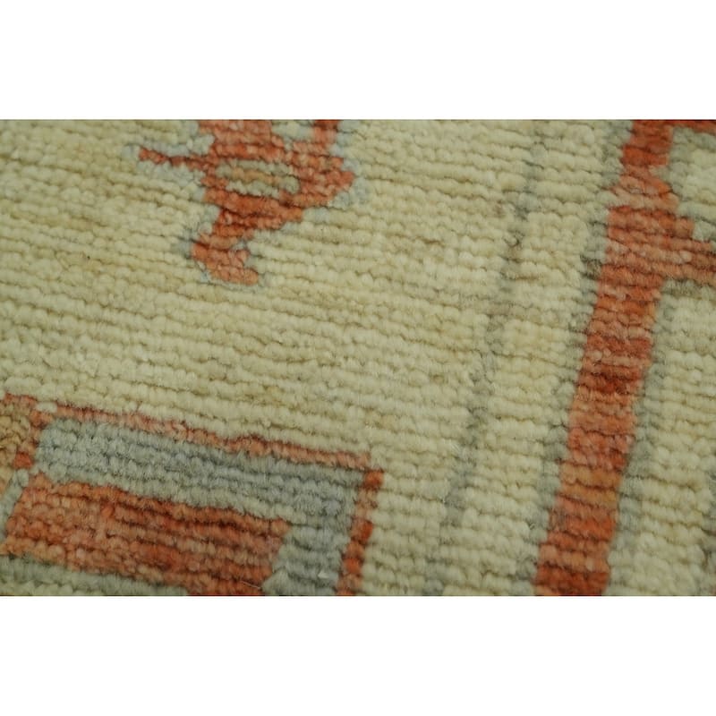 Vegetable Dye Wool Oushak Turkish Area Rug, Medallion Geometric Carpet - 9' 6'' X 8' 3''