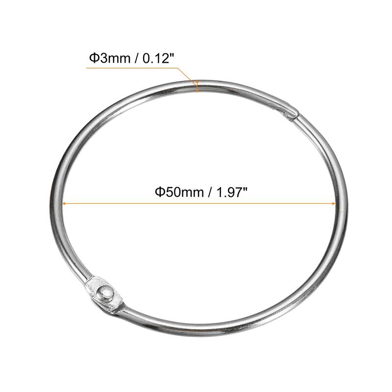 Shower Curtain Rings, 6pcs - Loose Leaf Binder Rings - Silver - 2 Inch