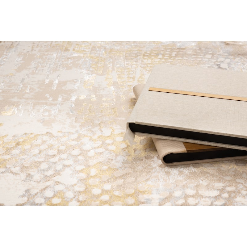 London Collection Cream/ Brown Abstract Area Rug