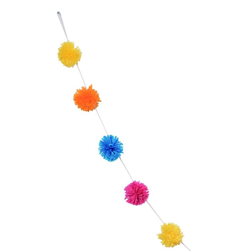 Transpac Cotton 81 in. Multicolor Spring Pom Pom Banner