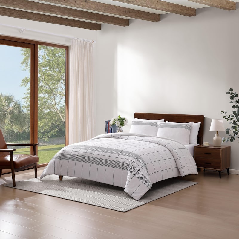 Tommy Hilfiger Brooklyn Heights Stripe Cotton Beige Reversible Comforter Set