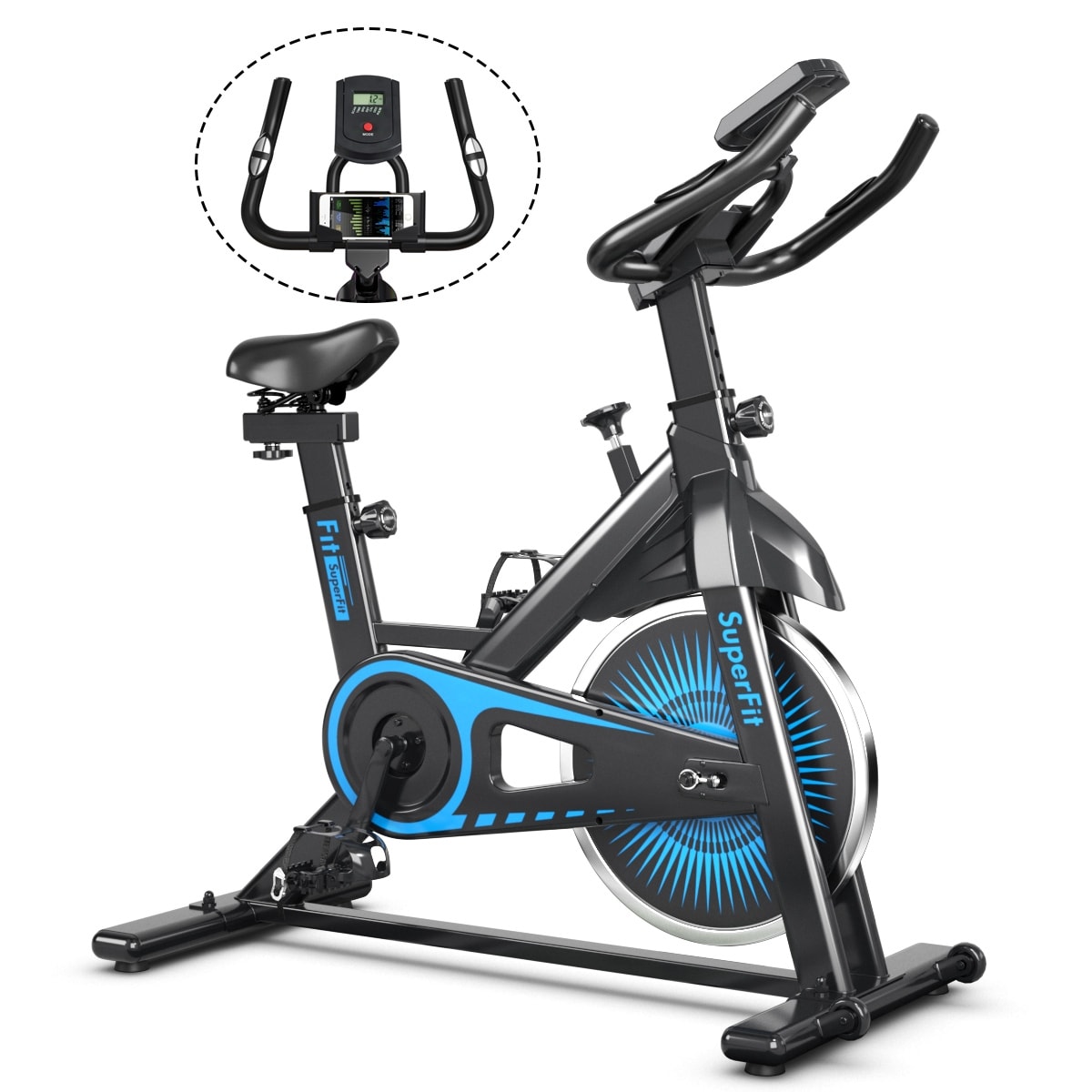 Cardio Workout & Fitness ANCHEER Exercise Spin Bike with Belt Driven Flywheel Quiet & Smooth Stationary Indoor Cycling Bike for Home Training with Adjustable Resistance Seat & Handlebars 