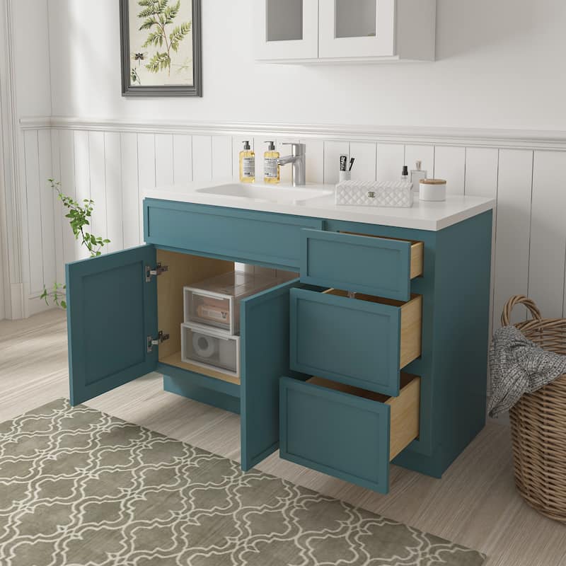 Vanity Art 48" Birch Freestanding Bathroom Vanity Cabinet without Top