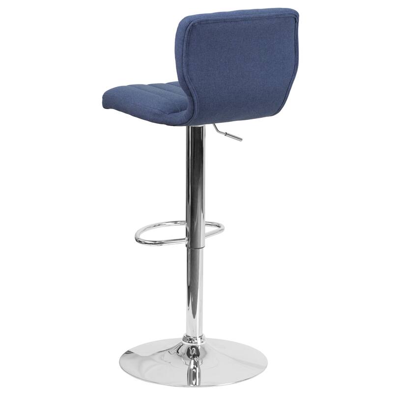 Contemporary Chrome Adjustable Bar Stool - 16.5"W x 19"D x 34.5" - 43"H