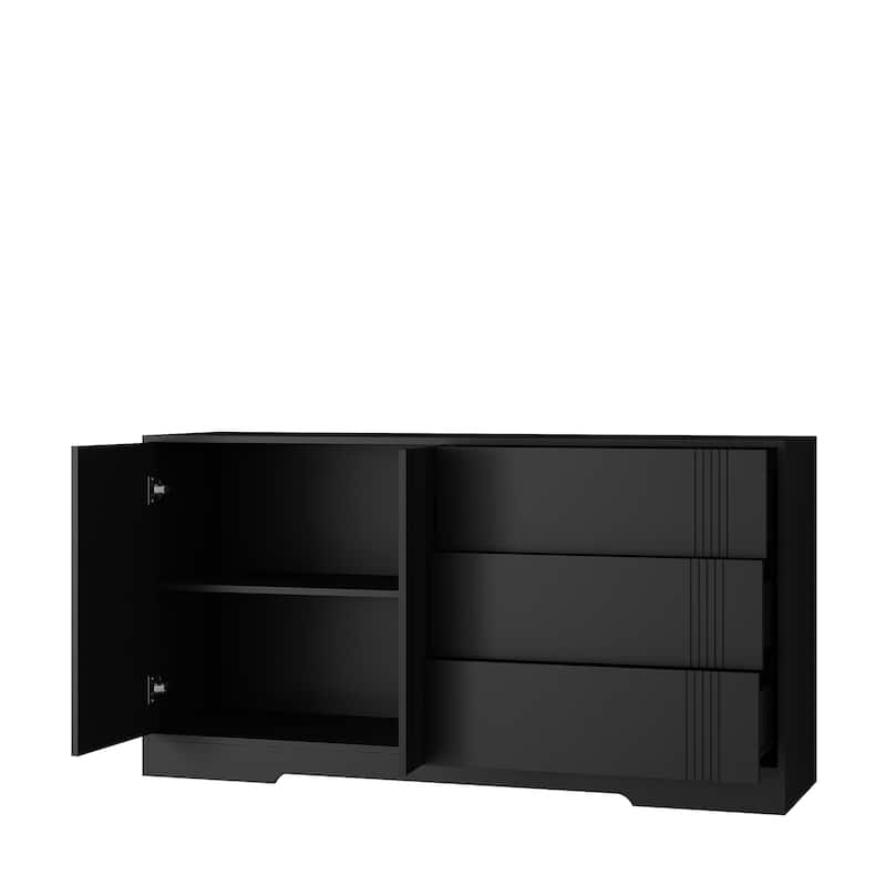 Sideboard Buffet Cabinet, Modern Kitchen Buffet Storage Cabinet with Drawer and Doors,Large Coffee Bar with Adjustable Shelves
