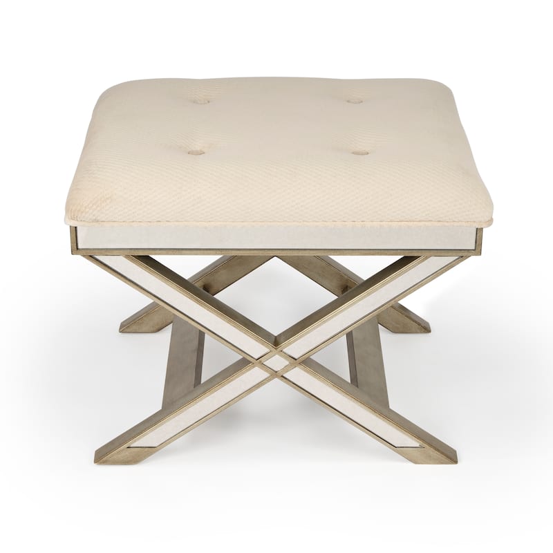Handmade Antique Mirror-Legged Vanity Stool