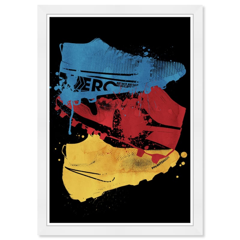 Wynwood Studio Prints Sports and Teams Primary Color Sneakers Blue and Modern & Contemporary Wall Art Canvas Print