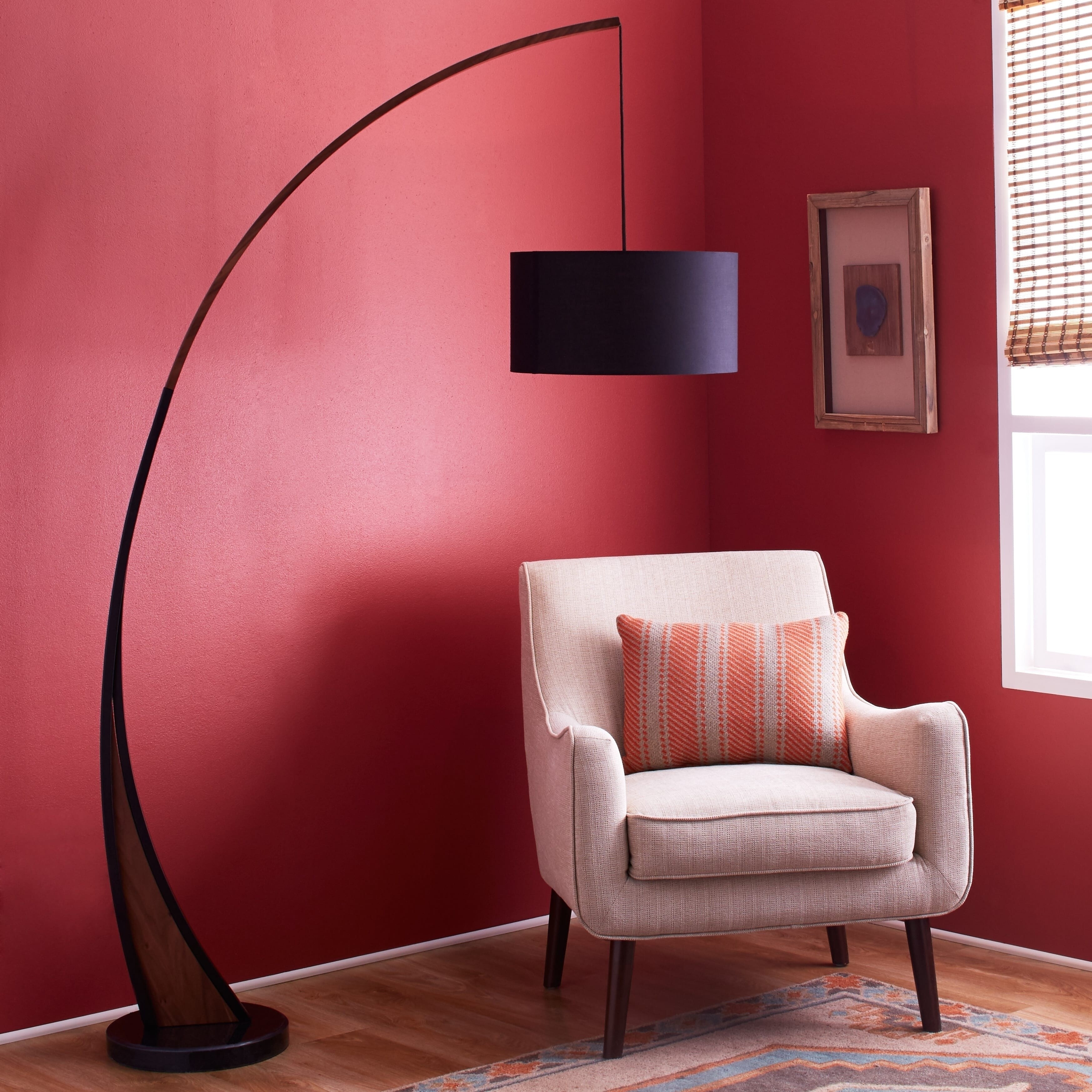 Carson Carrington Walnut & Marble Floor Lamp | Modern Style