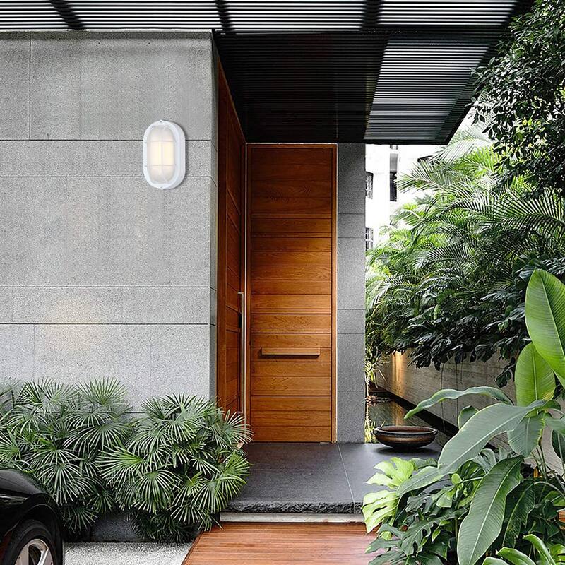 Outdoor Light Fixture Wall Mount with Ellipse Frosted Glass Shade,1*E26 or LED