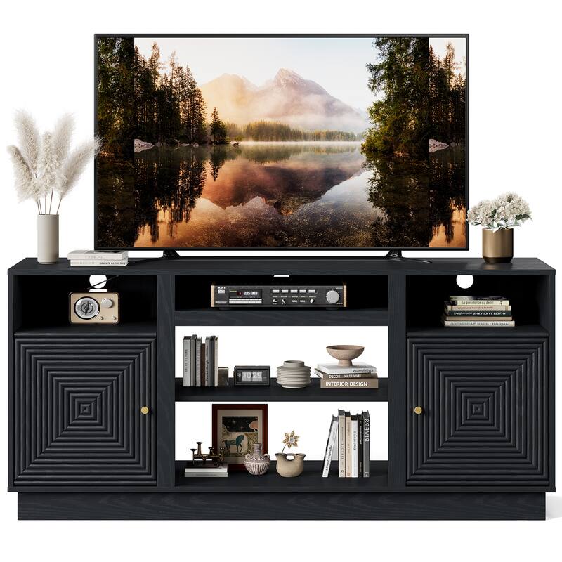 59'' TV Stand for TVs Up to 65'' with Storage and Adjustable Shelves - n/a