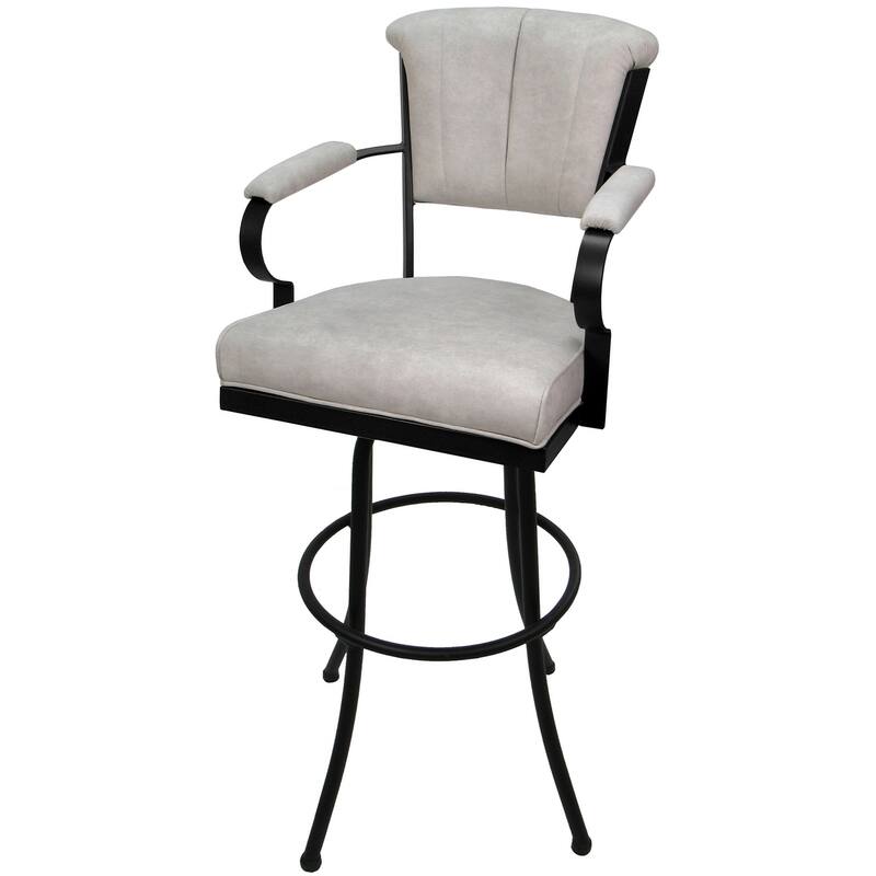 Miami Extra Tall 34" Spectator Metal Bar Stool on Noam Base - 34" Seat Height - Outlier Stucco - Black