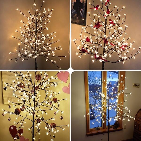 2Pcs 6 FT Prelit Cherry Blossom Tree with 208 LED Lights for Home